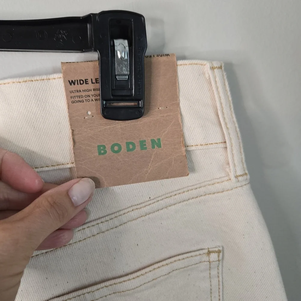 NWT Boden 10 Ultra High Rise Wide Leg Skater Cream Punk Oversized Neutral 29X32 - Picture 8 of 14